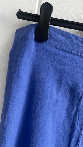 House Of Bruar gonna donna taglia UK16 blu misto lino linea A midi - Foto 3 di 8