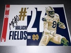 Notre Dame Irish MALACHI FIELDS Signed 4x6 Photo FOOTBALL AUTOGRAPH