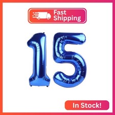 40 Inch Navy Blue Number 15 Balloons Foil Digital Helium Number Balloons
