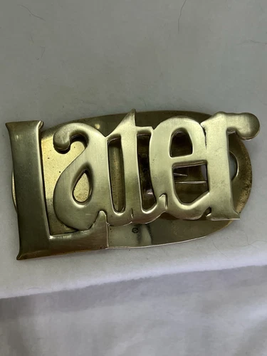 Solid Brass Vintage Memo Clip "LATER" Desk Set Paper Weight Clip