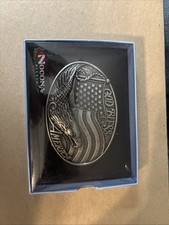 Nocona 37016 God Bless America Oval Antique Silver Belt Buckle