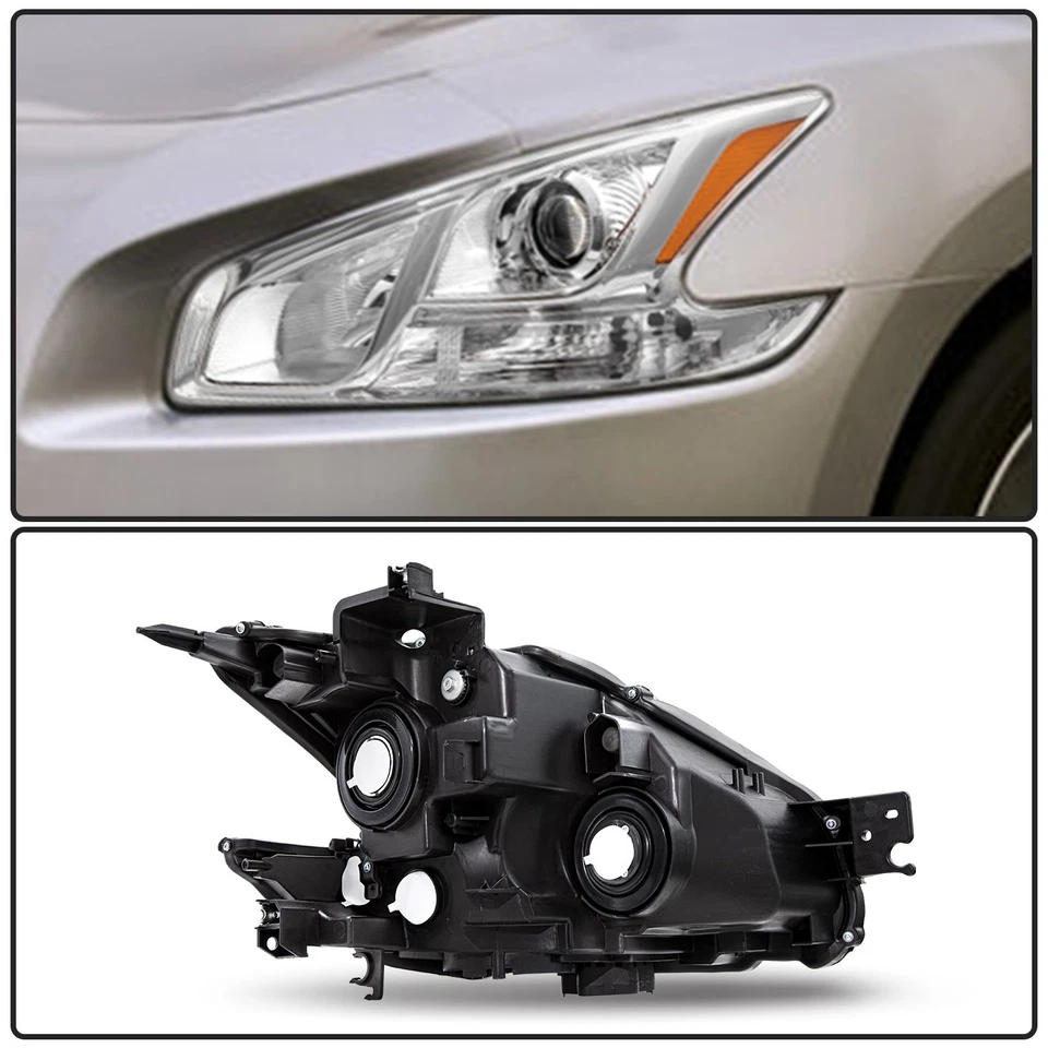For 2009-2014 Nissan Maxima Sedan Halogen Chrome Headlights Assembly Lamps Pair - Image 3 of 4