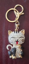 Cat Key Chain Key Ring Crystal Rhinestone Cat Handbag Charm Jewelry Bling