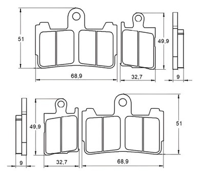 FRONT RECESSED BRAKE PADS FOR HONDA VFR 1200 F 2010 > 2019 1 PAIR