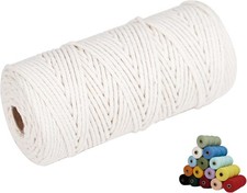 Macrame Cord, 3mm x 109Yards,Cotton Cord,Natural 3mm 109Yards, Beige White