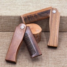 1 Set Folding Beard Comb with Case Household Hair Comb Wooden Mustache Comb