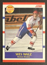 1990-91 Score Wes Walz Hockey Prospect Rookie Card #418 Bruins Center Fair O/C. rookie card picture