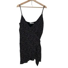 Reformation Troppo Confetti Black W/Colorful Polka Dots Wrap Mini Dress M NWT