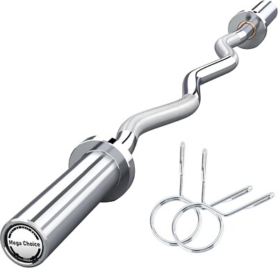 Olympic EZ Curl Barbell Bar 47'' Weight Lifting Fit 2  Standard Weights 500lbs