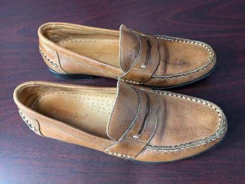 Belvedere Men's Size 10 D Michelle Pebbled Leather Brown Penny Loafers Brazil - Picture 6 of 20