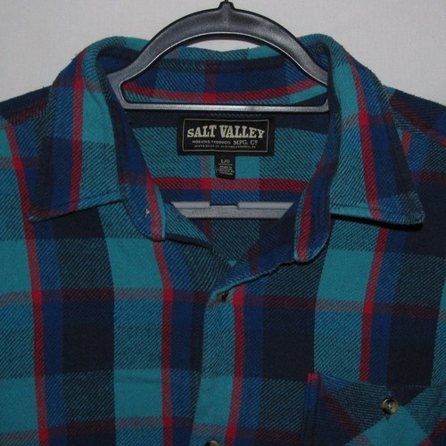 Salt Valley Shirt Mens Large Plaid Flannel Button Front 100% Cotton - Picture 3 of 9