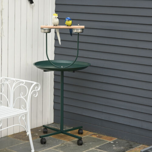 48" Bird Parrot Play Stand Cockatoo Gym Perch Metal Pet Feeder w/ Bowls Wheels - Picture 3 of 11