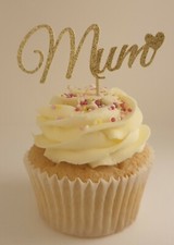 12 Mum Glitter Card Cupcake toppers for Birthday/mother's day/celebrations