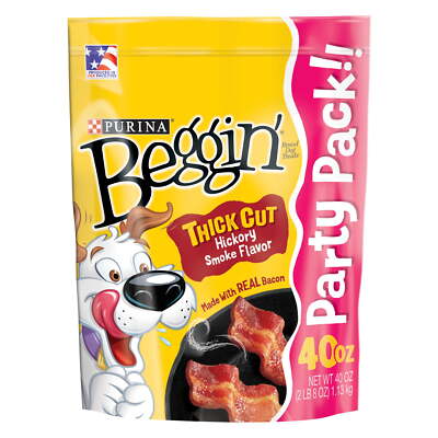  Strips Dog Treats Thick Cut Hickory Smoke Bacon Tender Chews, 40 oz Pouch