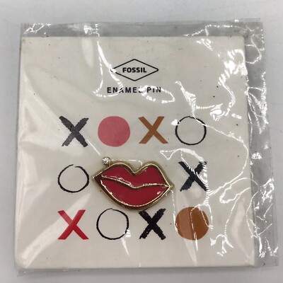 Fossil Lips XOXO  Enamel Pin NWT