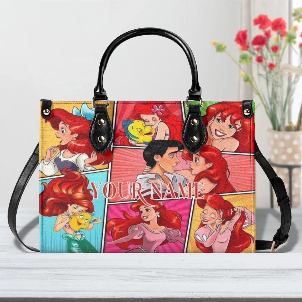 Personalized The Little Mermaid Luxury Women PU Leather Handbag, Disney gift,