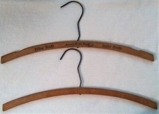 VINTAGE WOOD WOODEN HOTEL HANGERS HILTON STATLER HOTELS AROUND THE WORLD STAMPED