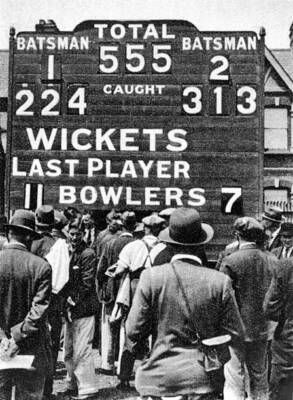 Cricket The scoreboard at the County Ground, Leyton, tells the sto- Old Photo