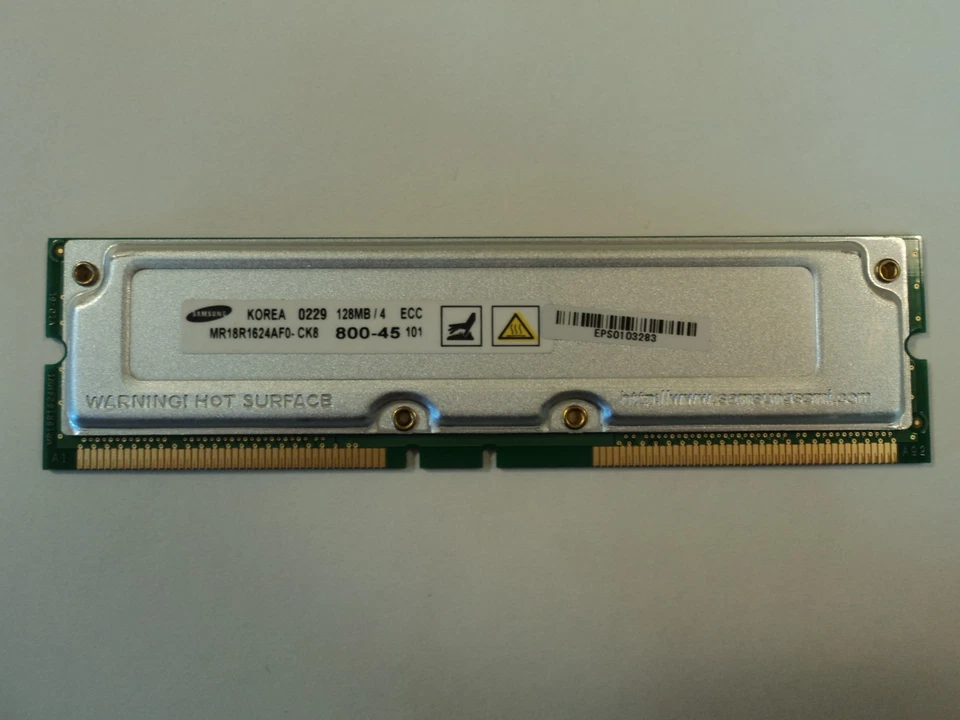 Samsung RAM Memory Module 128MB PC800 800MHz RDRAM RIMM MR18R1624AF0-CK8 - Image 3 of 4