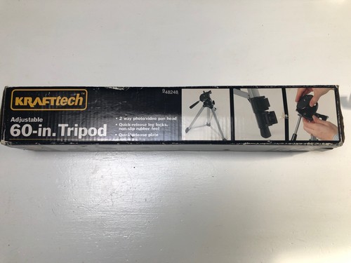 KRAFTTECH 60" ADJUSTABLE CAMERA TRIPOD WITH NYLON CASE #948248 - NEW IN BOX - Picture 3 of 3