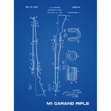 M1 Garand Rifle Blueprint Plan Canvas Wall Art Print Poster