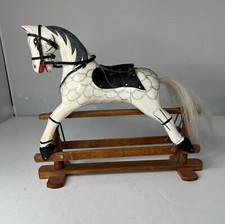 Vintage Authentic Painted Handcrafted 8" Wood White Glider Rocking Horse Flaws