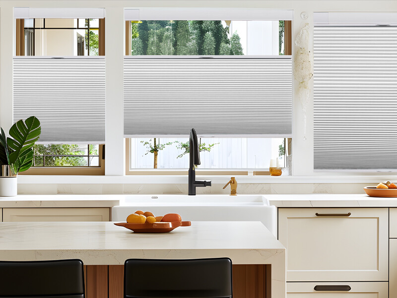 Keego No Drill Top Down Bottom Up Cellular Shades For Windows Blackout Cordless Blind Window Shades Tool Honeycomb Blinds Shades Home Easy Install White 63 75 W X 7