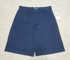 NWT-Boy's Ralph Lauren Flat Front Navy Blue Cotton Shorts, Size 16