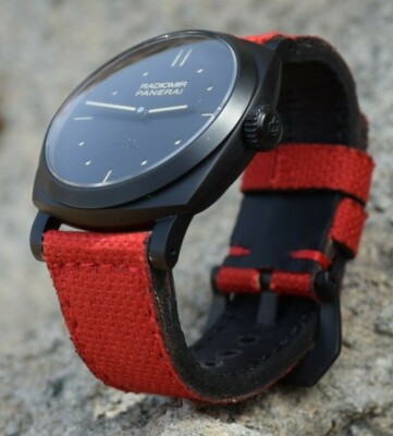 UHRENARMBAND 26 24 22 MM CANVAS ROT HANDMADE MA STRAP FITS PANERAI RED BAND 