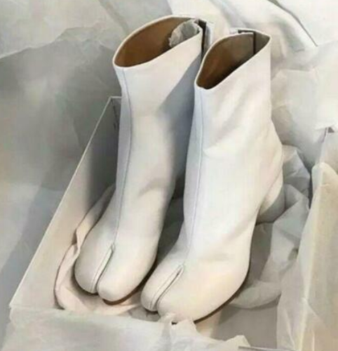 Womens Tabi Split Toe Bootie Block Heel 