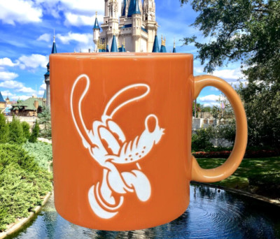 Disney World Pluto Dog Character Orange White 16oz Coffee Mug Large Coffee Tea