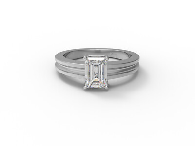 925 Sterling Silver Solitaire Octagon Moissanite Carved Double Shank Women Ring