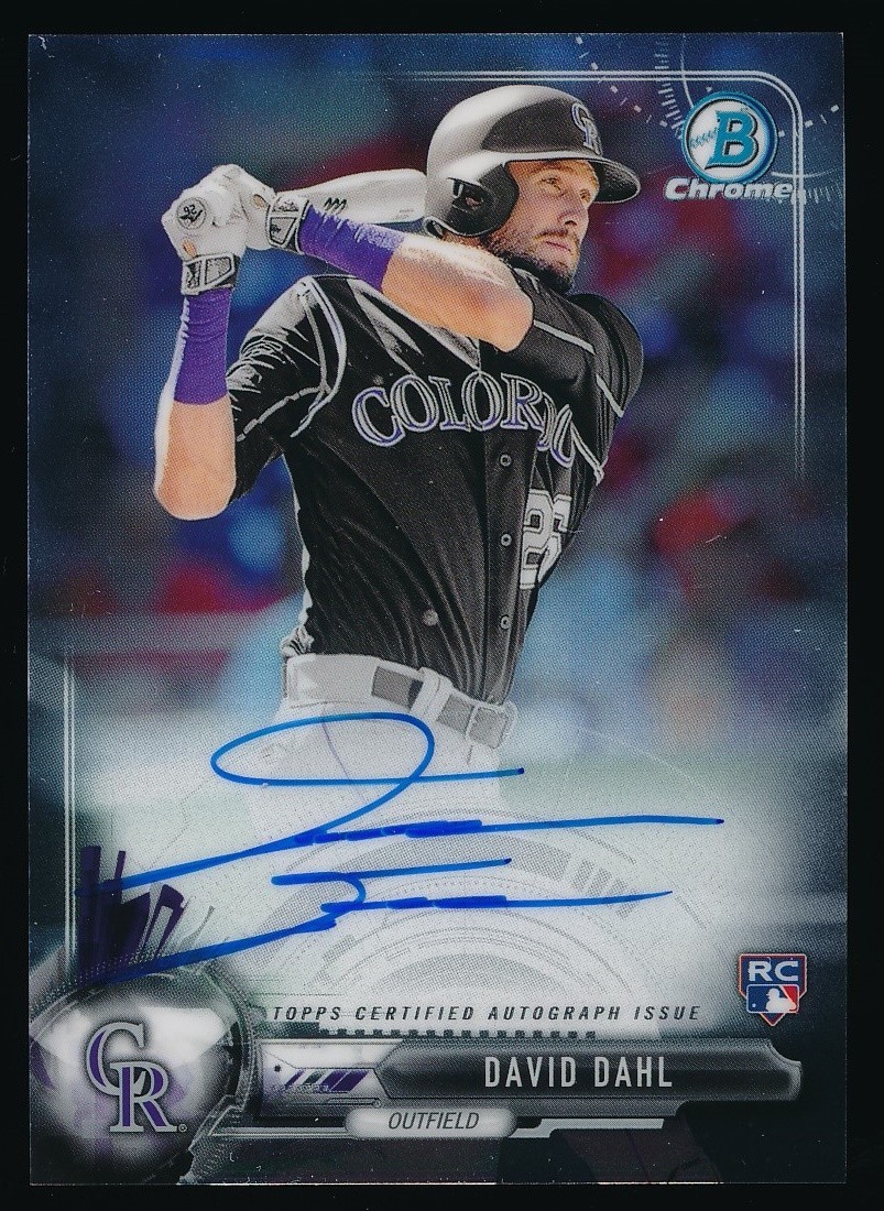 DAVID DAHL 2017 BOWMAN CHROME AUTOGRAPH ROOKIE CARD #CRADD *COLORADO ROCKIES*