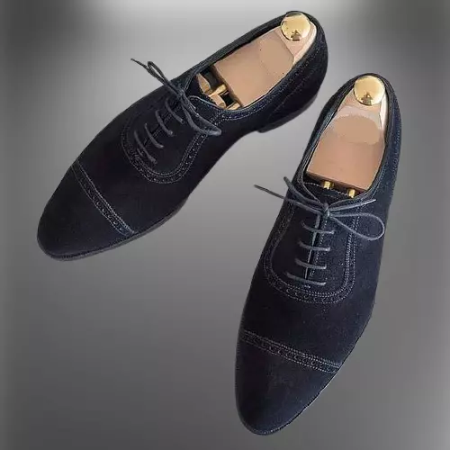 Black suede top oxford shoes mens