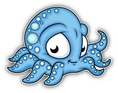 Cute Octopus Cartoon Car Bumper Sticker Decal