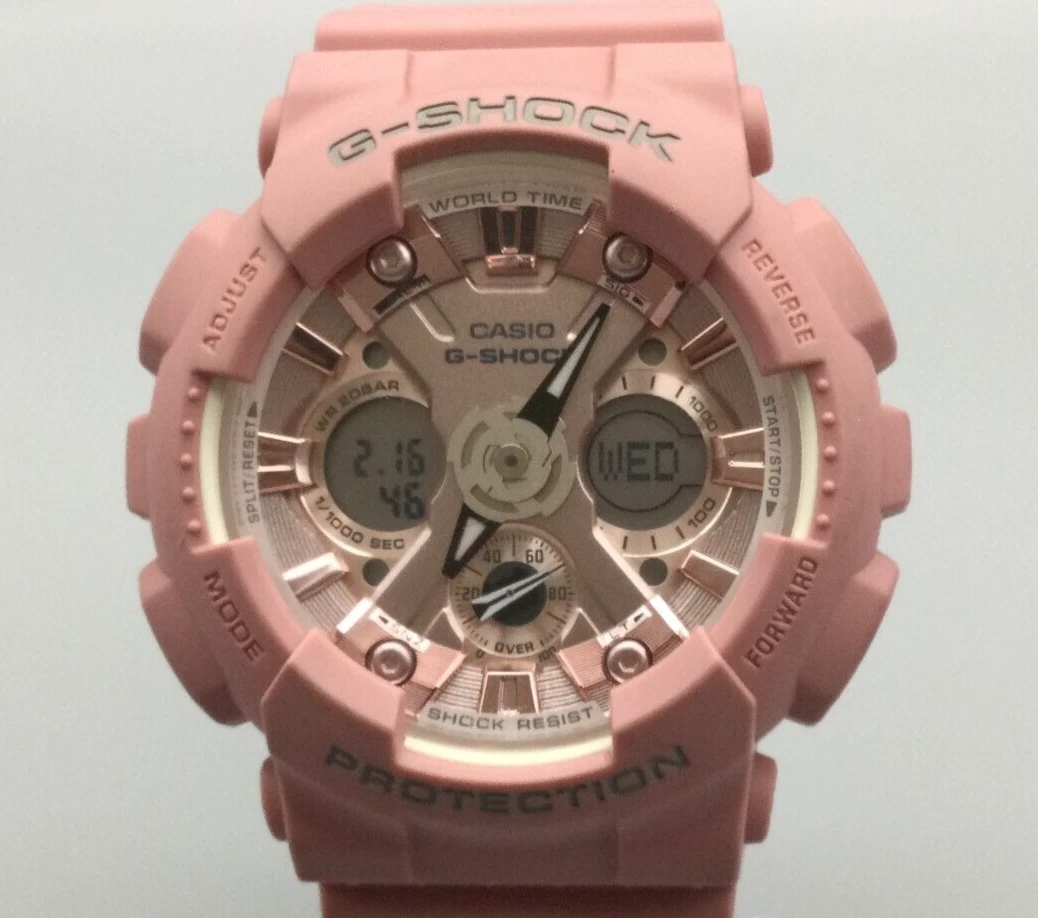Casio G Shock Watch Women Pink 200M World Time Day Date 46mm New Battery