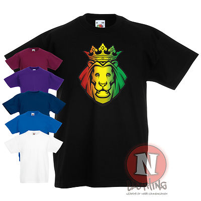 Rasta Löwe Reggae Kinder Kids T-Shirt 3-13 Jahre Dub Jamaica Marley