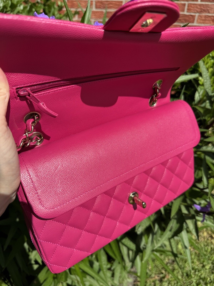 New Rare 22B CHANEL Fuchsia Pink Medium Classic Flap Bag