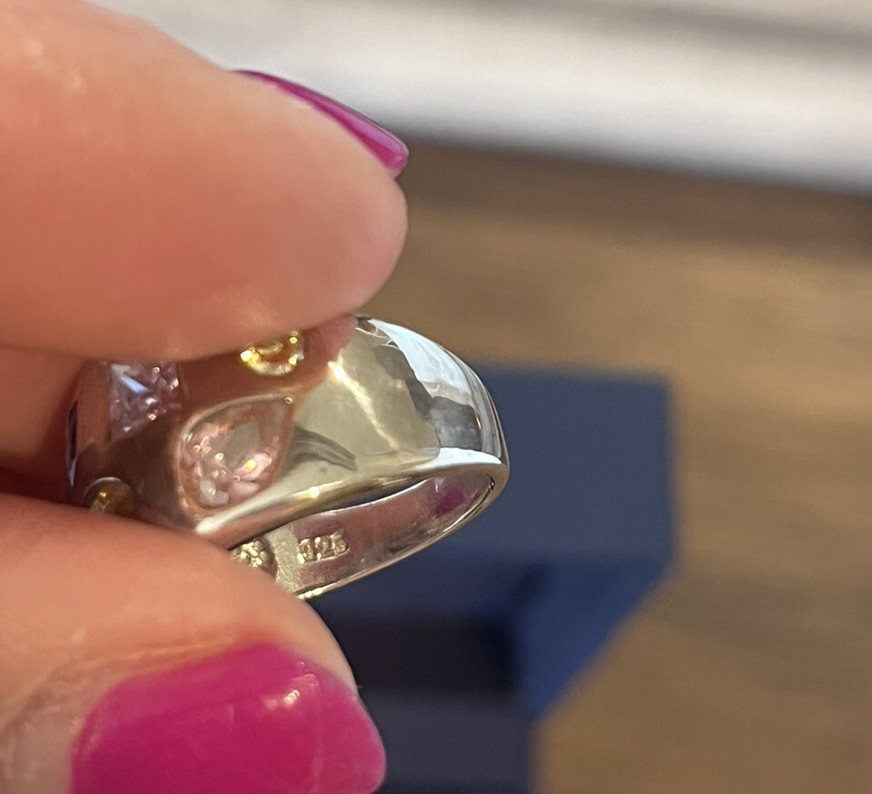 Multi Gemstone Sterling Silver Dome Shape Ring An… - image 13