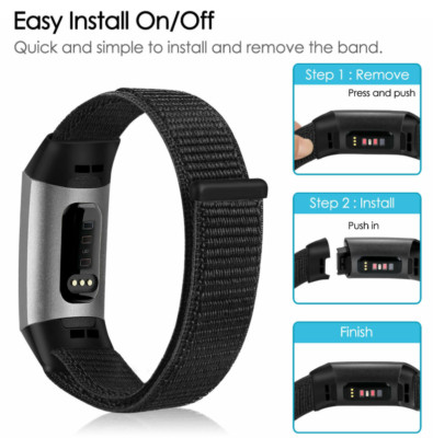 For Fitbit Charge 3 4 Woven Nylon Loop Strap Watch Wristband Bracelet Band