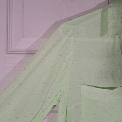 Candies Button Up Shirt Womens Size XS Green Cuffed Textured Sheer NWT $38.00 - Picture 4 of 20