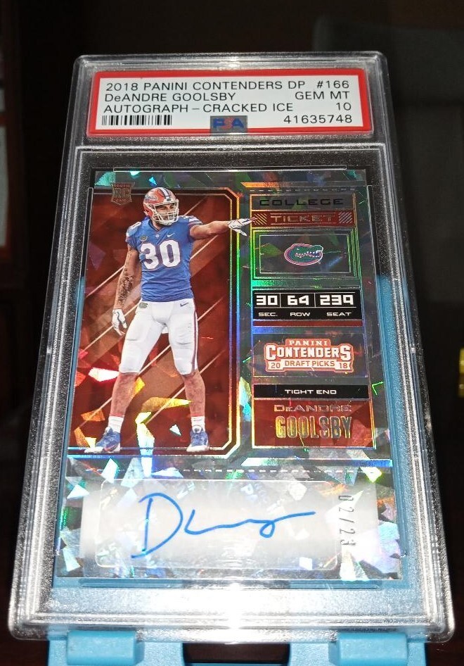 DeANDRE GOOLSBY 🏈 " POP 1 " 2018 CONTENDERS DP 02/23 CRACKED ICE ROOKIE PSA 10
