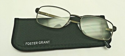 Foster Grant Titanium Reading Glasses w Case T23 GUN 53/17-140 Choose Diopter