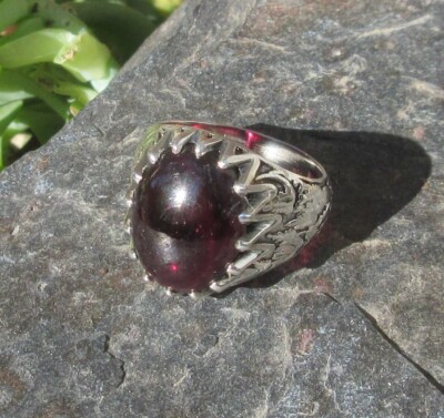   Ring Ring Hessonit Granat rot Stein des Januar Silber 925 Gr 16,5