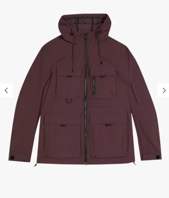 TED BAKER Men's Washon Dark Purple Multi Pocket Hooded Jacket