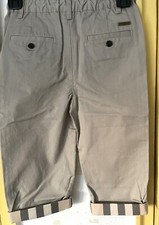 NWT BURBERRY BOYS PANTS 2YR TAUPE/KHAKI NOVA CHECK PLAID LINED,WAIST ROLL CUFFS