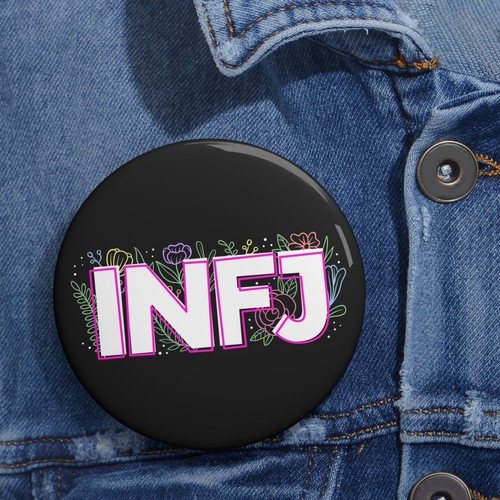 INFJ Introvert Label MBTI Personality Type Cute Creative Floral Pin Button - Picture 2 of 5