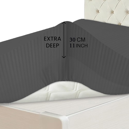 Egyptian Stripe Fitted Sheet 30 Cm Deep Bed Sheets Single Double King Super King - Picture 88 of 125