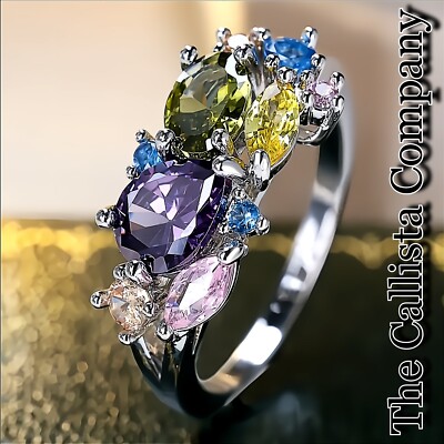 1.3K+ Sold THE CALLISTA COMPANY, MULTI-COLORED CUBIC ZIRCONIA RING SZ 6-8