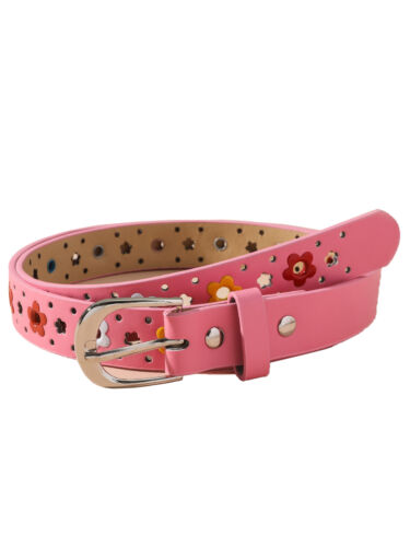 Kid Girl PU Leather Waist Belt with Pin Buckle Hollow Out Flower for Jeans Dress - Picture 16 of 23